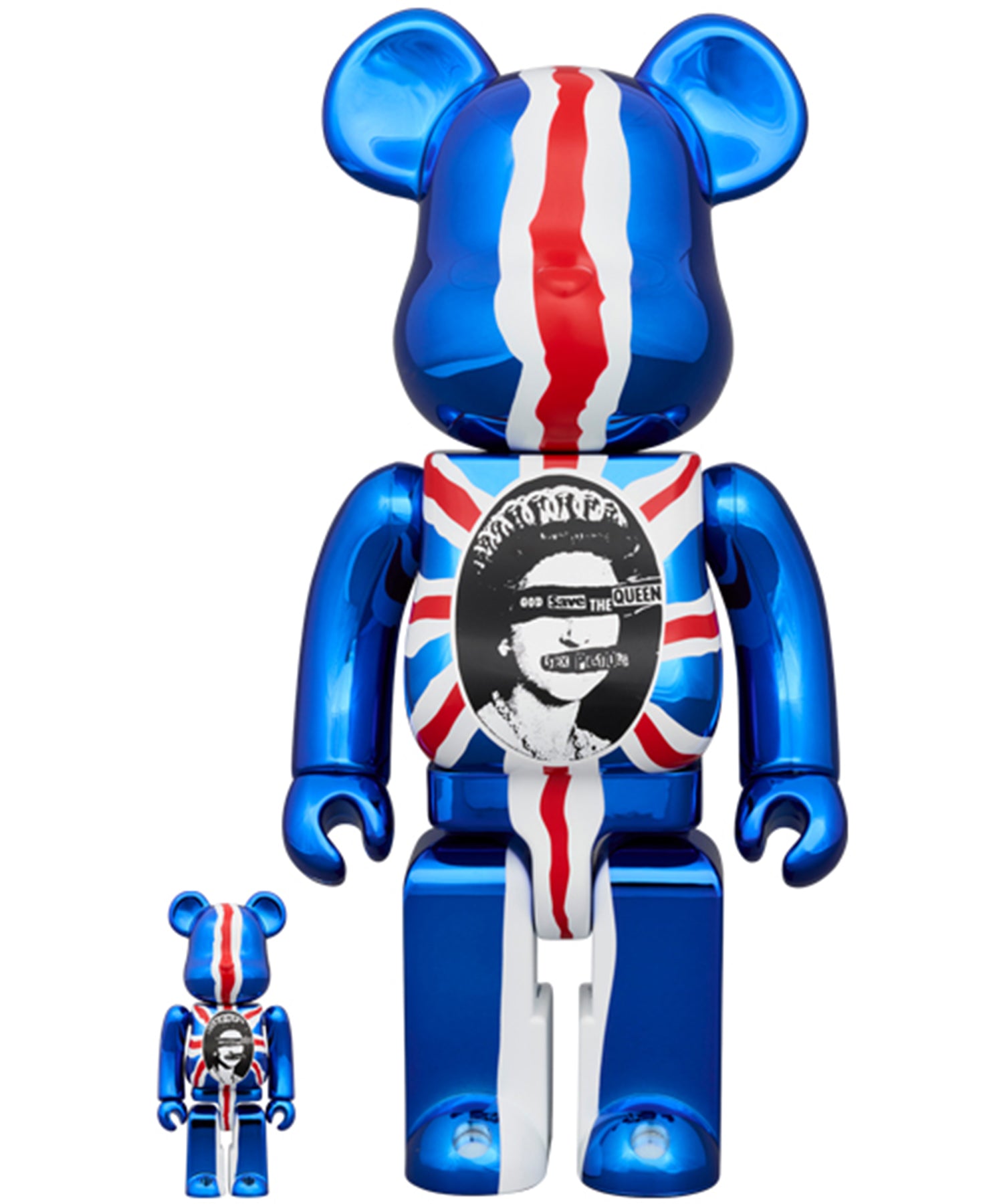 BE@RBRICK Sex Pistols "God Save The Queen" Chrome Ver. 100% & 400% - 4530956614878